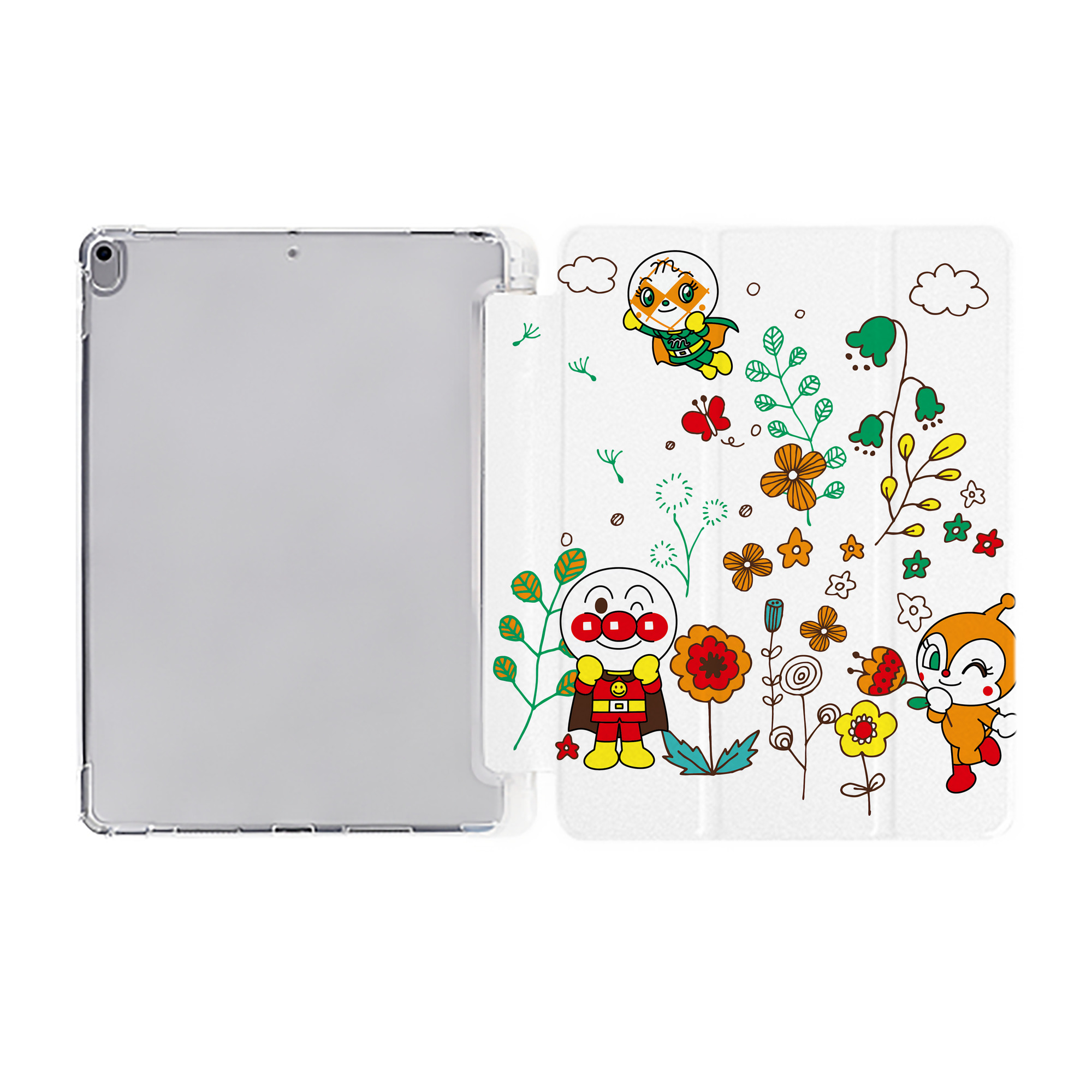 （画像用） アンパンマン Anpanman IPad ケース ペン収納付き 三つ折りスタンド PUレザー×シリコン 対応機種9.5/10.5/10.9インチ